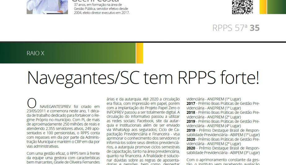 NAVEGANTESPREV é destaque na revista RPPS do Brasil